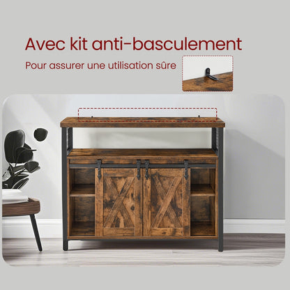Meuble de Rangement, Buffet Cuisine, Commode, avec 2 Portes Coulissantes, 33 x 100 x 80 cm, Étagères Réglables, pour Salon