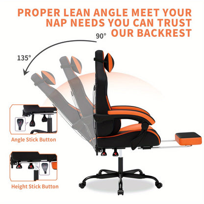Chaise de Jeu SUKIDA, Chaise de Jeu Ergonomique avec Repose-Pieds, Chaise de Jeu de Course avec Appui-Tête Réglable et Soutien Lombaire Ajustable pour Bureau à Domicile et Jeux en Couleur Beige