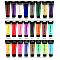 Ginflash Set de 12/24 couleurs 75ml/tube Pigment Acrylique Pailleté/Métallique Normal pour Art, Dessin, Peinture Murale DIY, Tissu et Fournitures Artistiques