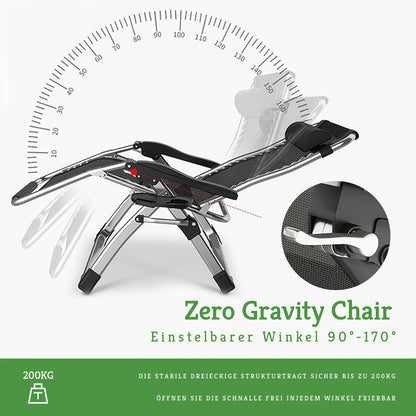 Chaise longue de détente zéro gravité surdimensionnée, 72 cm extra large, inclinable pliable et réglable, capacité de 500 lbs/200 kg, coussin détachable en coton doux avec appui-tête, porte-gobelet, noir gris, pour jardin, terrasse, balcon, patio extérieu