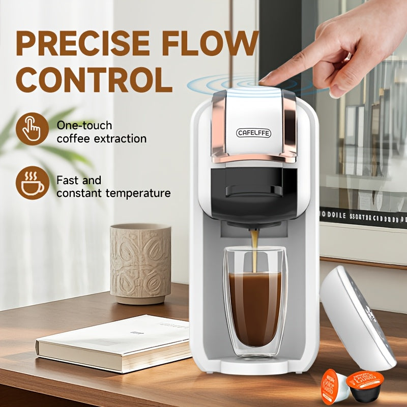 Machine à café capsule 4-en-1 Cafelffe, 20 bar automatique pour machine à café domestique avec préparation à chaud et à froid, compatible avec les capsules Nes*/DG* / les dosettes ESE / le café moulu, chauffage instantané pour une préparation rapide, tail