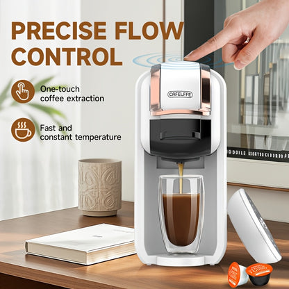 Machine à café capsule 4-en-1 Cafelffe, 20 bar automatique pour machine à café domestique avec préparation à chaud et à froid, compatible avec les capsules Nes*/DG* / les dosettes ESE / le café moulu, chauffage instantané pour une préparation rapide, tail