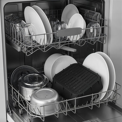 Kuketo - Accessoire pour Friteuse à Air, Conteneur de Cuisson Réutilisable, Panier en Silicone Résistant aux Hautes Températures, Bol de Friture Sans Graisse, Idéal pour Frites, Poulet, Légumes, Gâteaux et Casseroles, Alternative aux Papier Cuisson, Netto