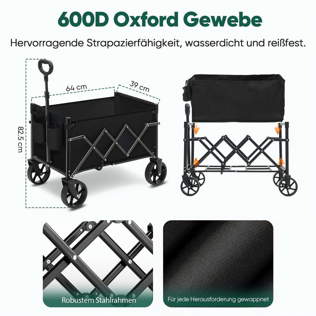 Chariot pliable petit 136,08 kg, caddie pliable, chariot de camping avec poignée réglable en hauteur, léger, peu encombrant et robuste
