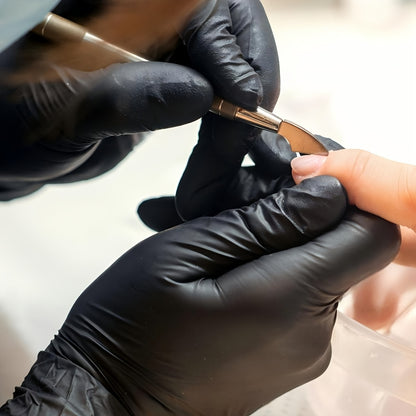 50 gants jetables en nitrile noir, gants de nettoyage robustes adaptés aux tatouages, salons de beauté, salles de bains et aux tâches de nettoyage, avec une conception épaissie et sans latex