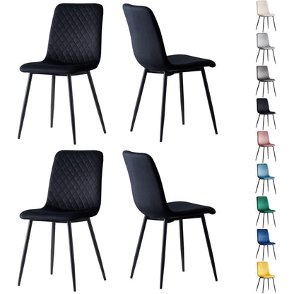 Ensemble de 4 chaises de salle à manger MCC Direct en velours, pieds en métal, chaises Lexi, chaises de conception