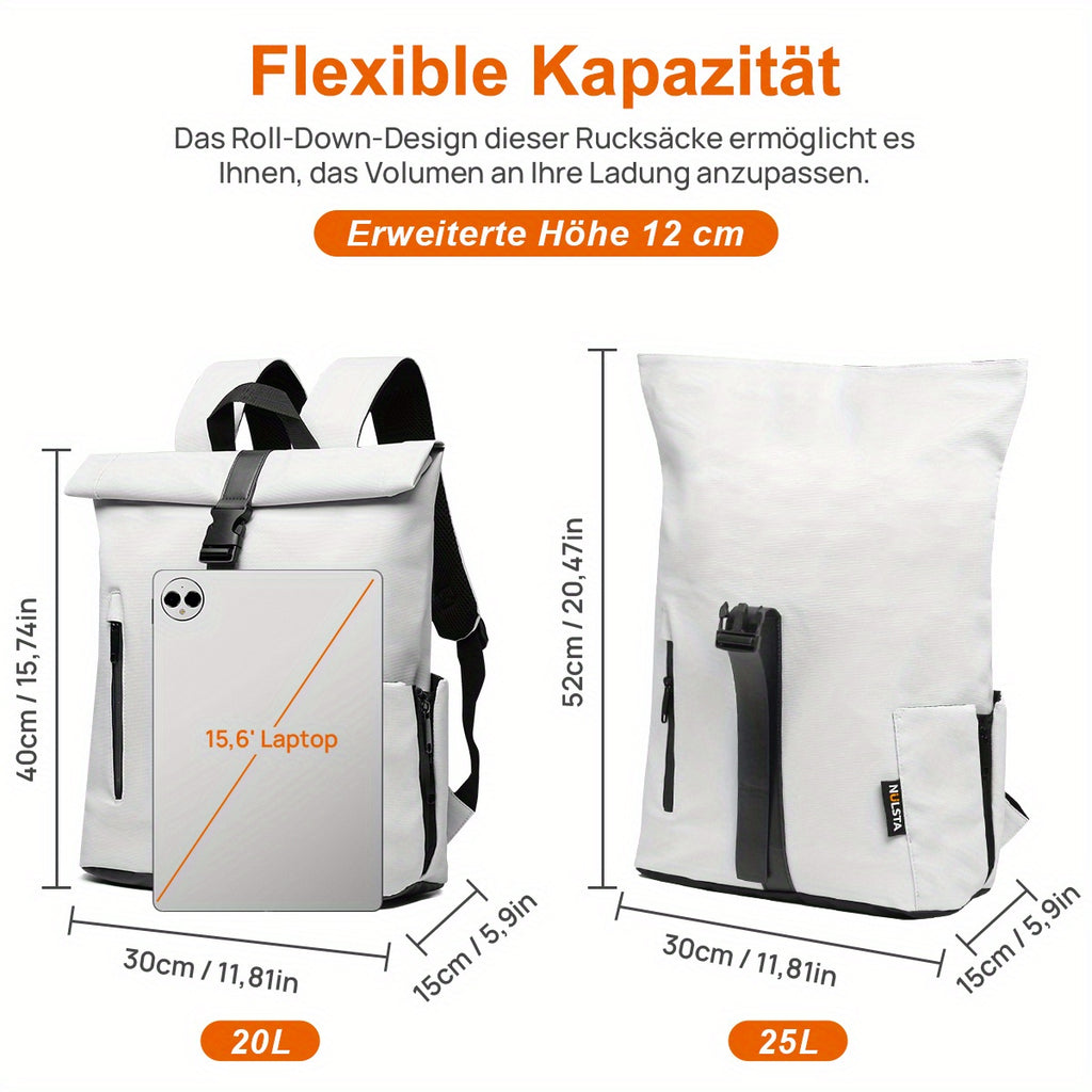 Sac à dos de voyage léger et anti-vol 20-25L pour hommes et femmes - compartiments multiples, bretelles ajustables, conception durable en coque souple en 6 couleurs « noir, blanc, gris, beige, marine, rose » - sac à dos de jour pour navetteurs pour l'écol