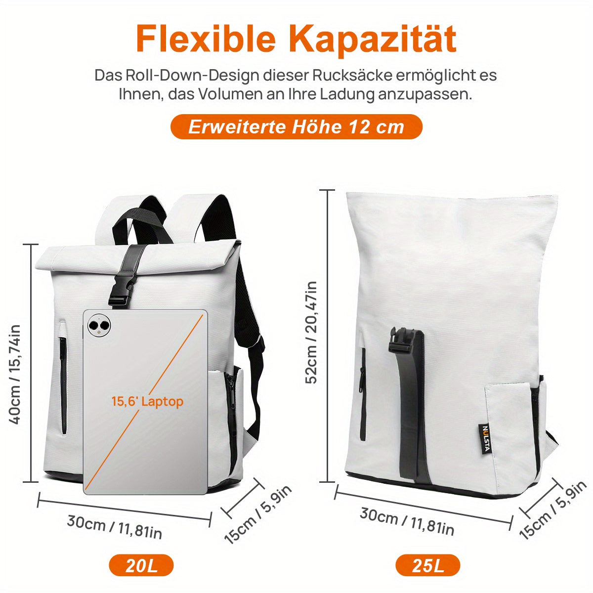Sac à dos de voyage léger et anti-vol 20-25L pour hommes et femmes - compartiments multiples, bretelles ajustables, conception durable en coque souple en 6 couleurs « noir, blanc, gris, beige, marine, rose » - sac à dos de jour pour navetteurs pour l'écol