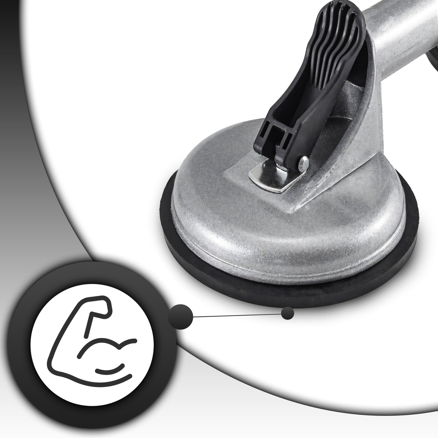 Double Ventouse pour Verre, Vitrage de Carrelage, Supports en Aluminium, Releveur Professionnel avec Levier Mécanique, Surface Antidérapante, Diamètre 2x11,5 cm, Capacité de Charge 60–100 kg, Corps Robuste en Aluminium, Poignée Ergonomique pour Transport