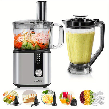 Robot culinaire 11 en 1 en acier inoxydable, robot pâtissier 750W, machine à pâte 1.8L, robot 1.2L, 5 niveaux de vitesse, avec hachage, mélange, pétrissage, broyage, fouet, extraction de jus