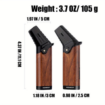 Briquet en métal, motifs exquis de tête inclinée, poli, coupe-vent, rechargeable, au butane, triple jet, flamme bleue, en alliage de zinc, plus facile à utiliser pour une meilleure expérience de camping, barbecue, bougies (butane non inclus)