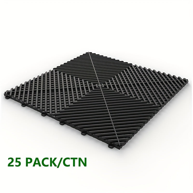 25 dalles de sol pour garage 40x40x1,8 cm, design emboîtable, couvrant 4 m², en polypropylène haute résistance, anti-UV et résistant au vieillissement, pour intérieur et extérieur