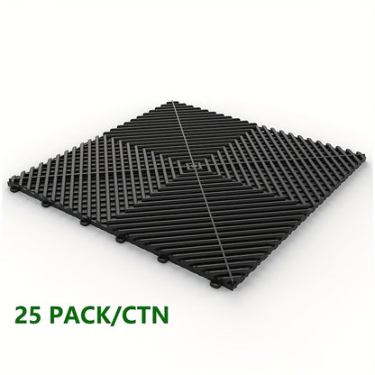 25 dalles de sol pour garage 40x40x1,8 cm, design emboîtable, couvrant 4 m², en polypropylène haute résistance, anti-UV et résistant au vieillissement, pour intérieur et extérieur