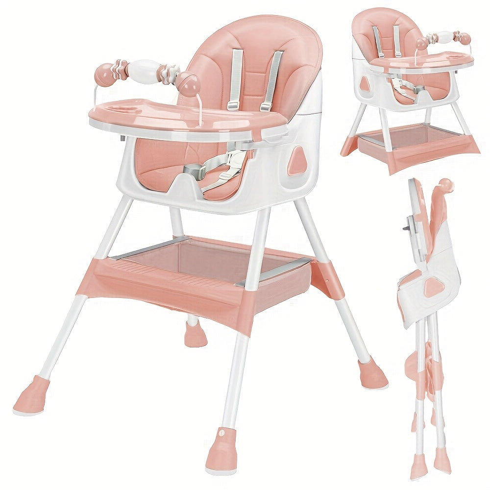 Chaise haute multifonctionnelle pour tout-petits, chaise haute réglable en hauteur, chaise pour bébé, chaise haute combinée avec ceinture de sécurité, jouets et plateau amovible pour manger et jouer