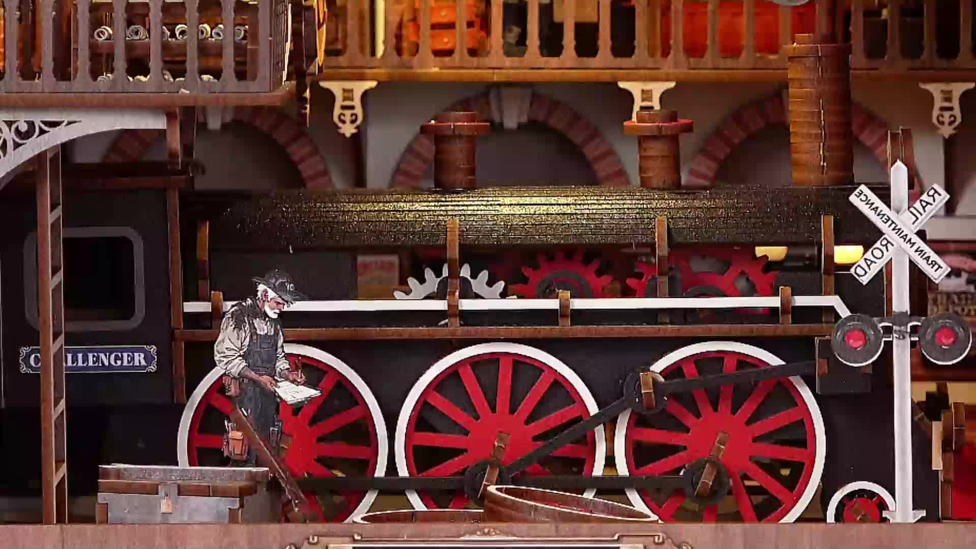 1 pc modèle de train bibliothèque 3D cottage, kit décoration architecture train, décoration miniature bureau maison cosy, ornement chambre parfait, cadeau idéal Saint-Valentin Thanksgiving Halloween Noël
