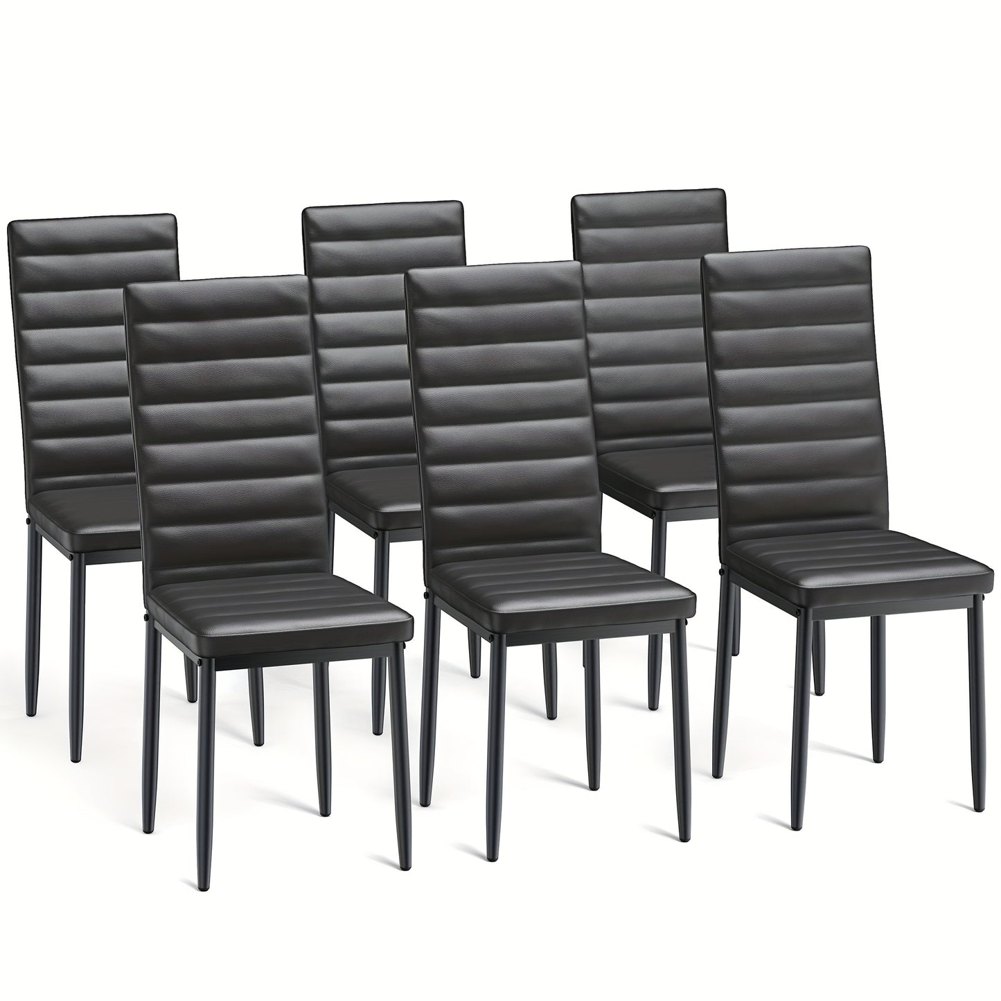 Ensemble de 6 chaises de salle à manger pour cuisine et salle à manger, fausse cuir, dossier haut, moderne