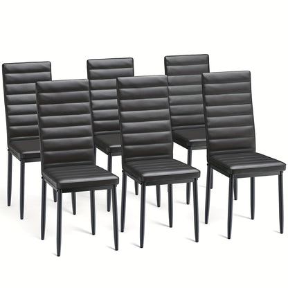 Ensemble de 6 chaises de salle à manger pour cuisine et salle à manger, fausse cuir, dossier haut, moderne