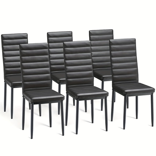 Ensemble de 6 chaises de salle à manger pour cuisine et salle à manger, fausse cuir, dossier haut, moderne