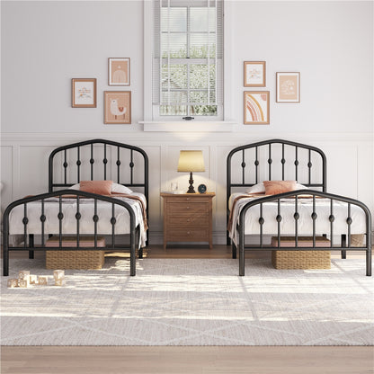 Costoffs Cadre de Lit Double en Métal Moderne - Avec Sommier à Lattes Métalliques - Espace de Rangement Sous-lit - Idéal pour Chambre, Dortoir ou Appoint - Style Industriel Intemporel