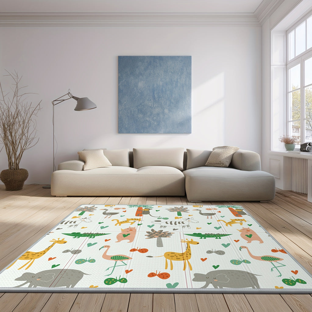 Tapis d'éveil motif bidirectionnel extra épais pliable pour bébé, tapis de jeu antidérapant avec fond antidérapant, revêtement de sol intérieur sûr, tapis d'aventure extérieur, format voyage, à enrouler