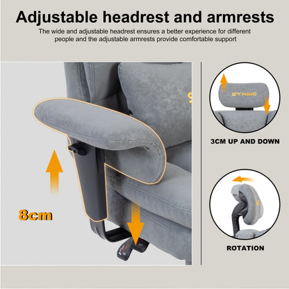 Fauteuil de gaming SYMINO, chaise de bureau ergonomique en cuir PU avec support lombaire - Fauteuil de bureau d'ordinateur inclinable pour adultes, siège de jeu vidéo style course (hauteur et appui-tête réglables)