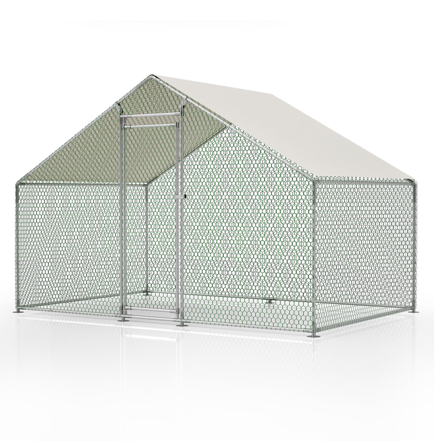 Poulailler 3X2M Cage à Poulets Enclos Extérieur pour l'Élevage en Liberté, Enclos Extérieur avec Serrure de Sécurité, Filet Revêtu et Toit en PE, Enclos pour Poulets, Canards, Lapins et Autres Petits Animaux.