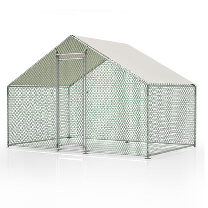 Poulailler 3X2M Cage à Poulets Enclos Extérieur pour l'Élevage en Liberté, Enclos Extérieur avec Serrure de Sécurité, Filet Revêtu et Toit en PE, Enclos pour Poulets, Canards, Lapins et Autres Petits Animaux.