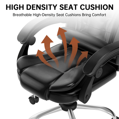 Chaise de bureau exécutive haute dossier, chaise de bureau ergonomique inclinable avec fonction d'inclinaison, chaise d'ordinateur robuste pour le travail à domicile