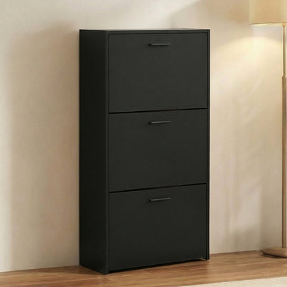 Meuble à chaussures avec 3 compartiments à abattant, armoire de rangement en bois pour jusqu'à 18 paires, organisateur d'entrée peu encombrant