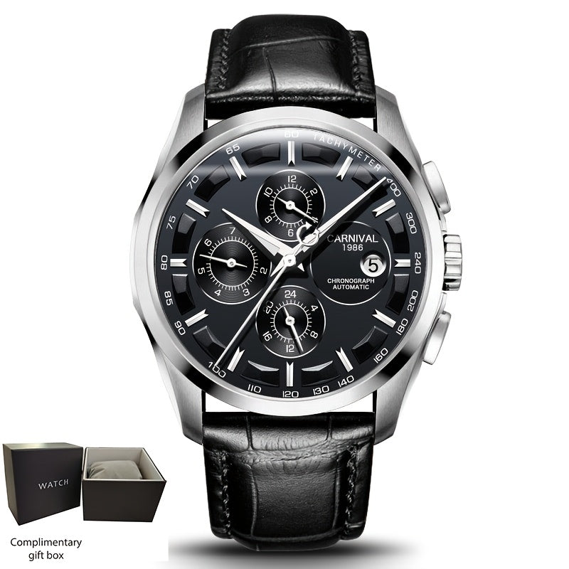 [I&W CARNIVAL] Montre Mécanique Automatique Multifonction pour Homme, Montre Sportive Élégante avec Calendrier et Étanchéité 30m