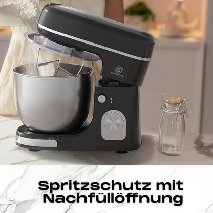 SUPERLEX Batteur sur socle 3 en 1 5L, Machine de cuisine 8 vitesses avec fonction pulsée | Inclut crochet à pâte, fouet et batteur à œufs pour pâtisserie et pain