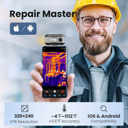 Caméra thermique à infrarouge Thermal Master P1, super résolution 320x340, compatible avec Android et iPhone, plage de haute température 600°C, fréquence d'images 25Hz, idéale pour les inspections résidentielles et la détection de fuites de tuyaux