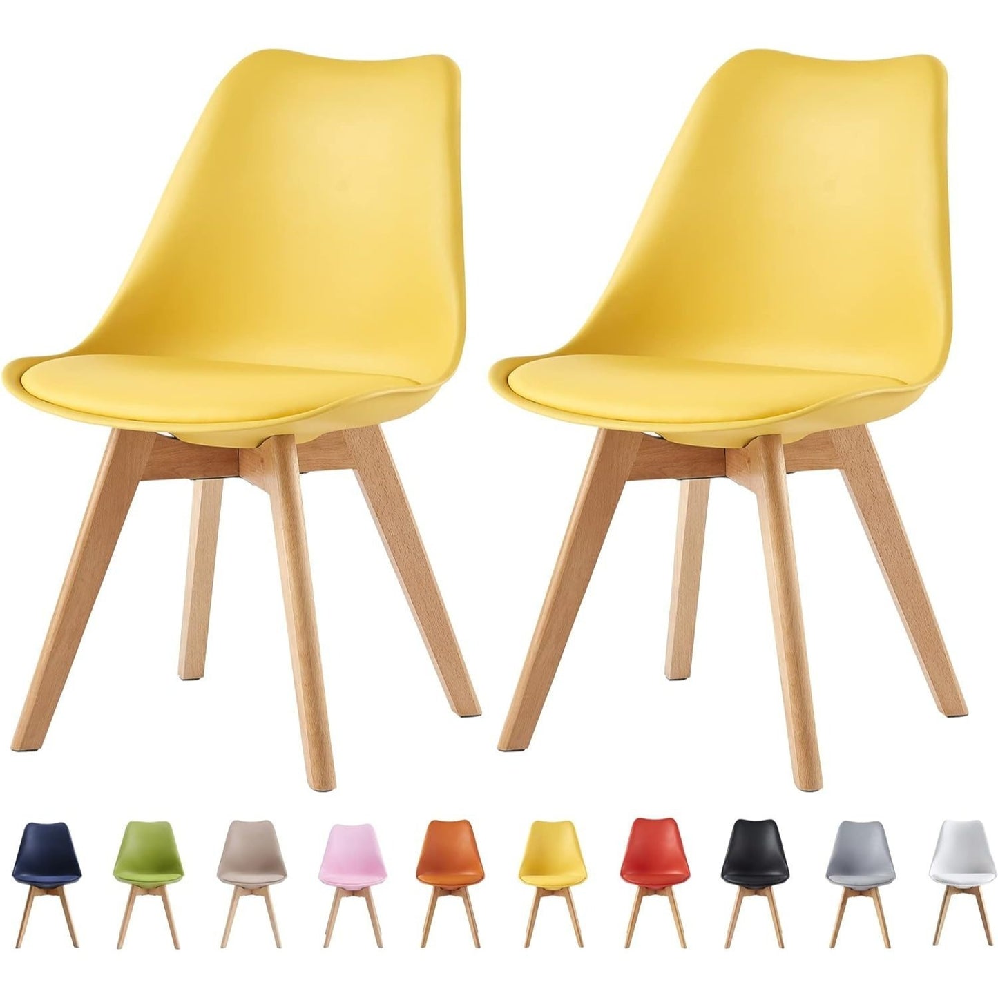 Ensemble de 2 chaises de salle à manger MCC Direct, chaise de cuisine, chaise de bureau, chaise de salon, chaise coquille de designer Eva, disponible en 7 couleurs