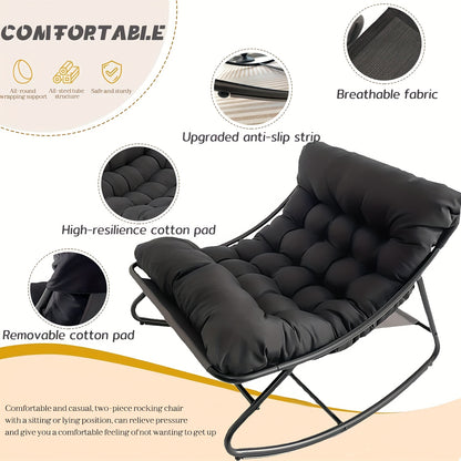 Fauteuil à Bascule Moderne pour Salon avec Fonction Inclinable, Fauteuil à Bascule pour la Maison, Fauteuil à Bascule de Luxe pour Chambre, Disponible en Noir et Gris, Idéal pour les Loisirs en Famille, Cadeau de Vacances Parfait, Adapté à Toutes les Sais