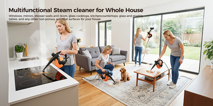 Nettoyeur Vapeur Portable Lubluelu 1200W, Nettoyeur Vapeur avec Plusieurs Accessoires et Verrou de Sécurité, Grande Capacité de 400ml, Vapeur Naturelle pour Nettoyage de Surfaces, Vapeurisateur Polyvalent pour Maison, Voiture, Salle de Bain, Graisse (Oran