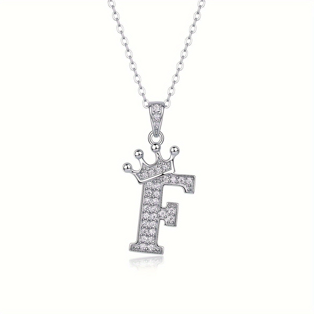 Collier lettre couronne en moissanite en argent S925 plaqué, avec 26 pendentifs lettres entièrement sertis, cadeau idéal pour la rentrée, la remise des diplômes, le quotidien, la Saint-Valentin ou les anniversaires