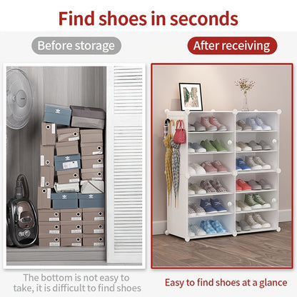 Étagère à chaussures facile, armoire à chaussures en plastique, rangement anti-poussière multicouche, convient pour l'assemblage multicouche d'étagères à chaussures dans les chambres, les halls d'entrée, les salons, les dortoirs et les portes avec de mult