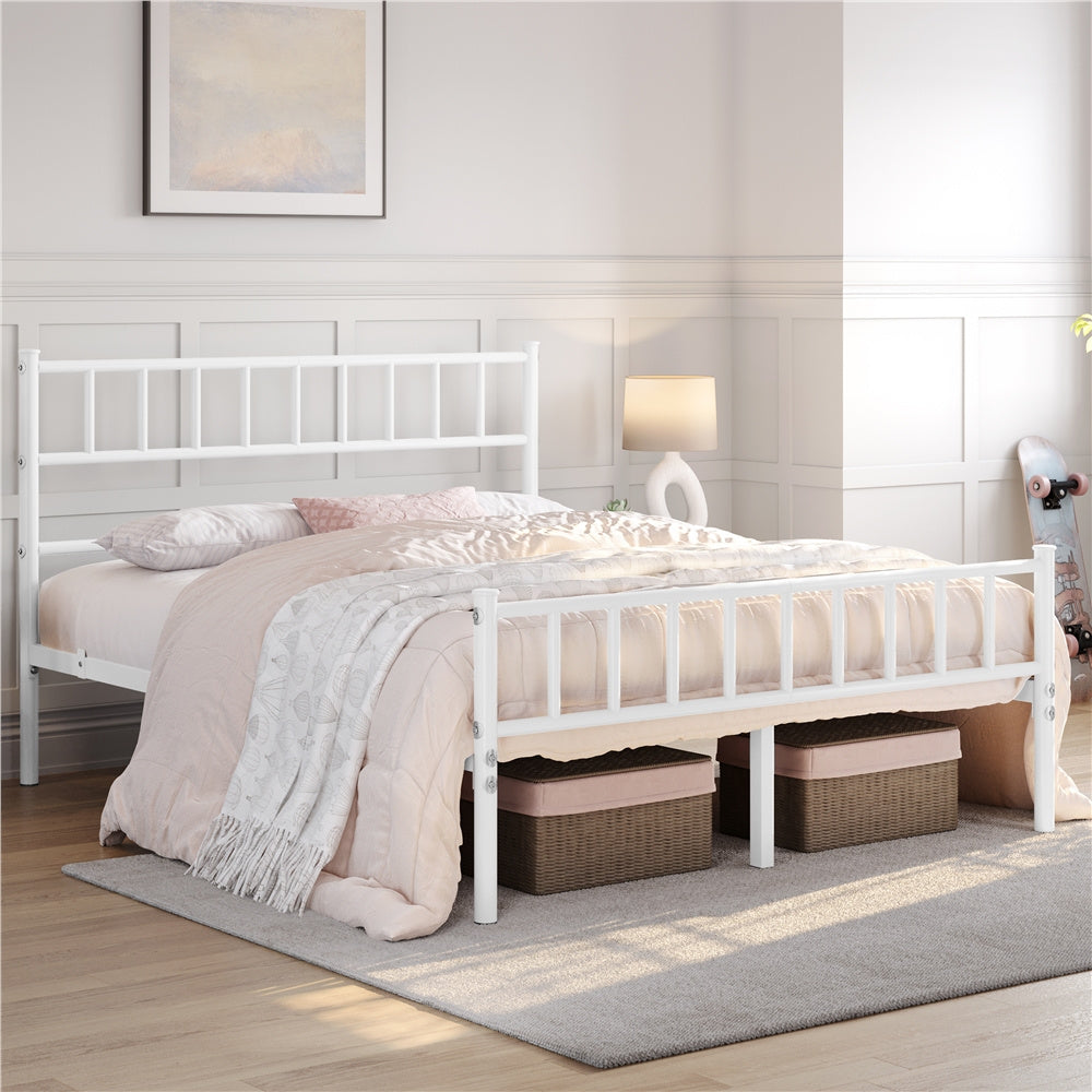 Costoffs Cadre de Lit Métallique Moderne Cadre de Lit avec Sommier à Lattes Surface de Couchage Lit d'invité Gain de Place Idéal pour Dortoir Studio Petit Appartement Chambre ou Maison d'Hôtes Style Industriel