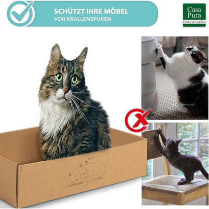 Boîte à griffer pour chat avec 5 planches à griffer double face, papier à griffer tigre, 43,5 x 29,5 x 14 cm – Meuble à griffer et planche à griffer pour soin des griffes