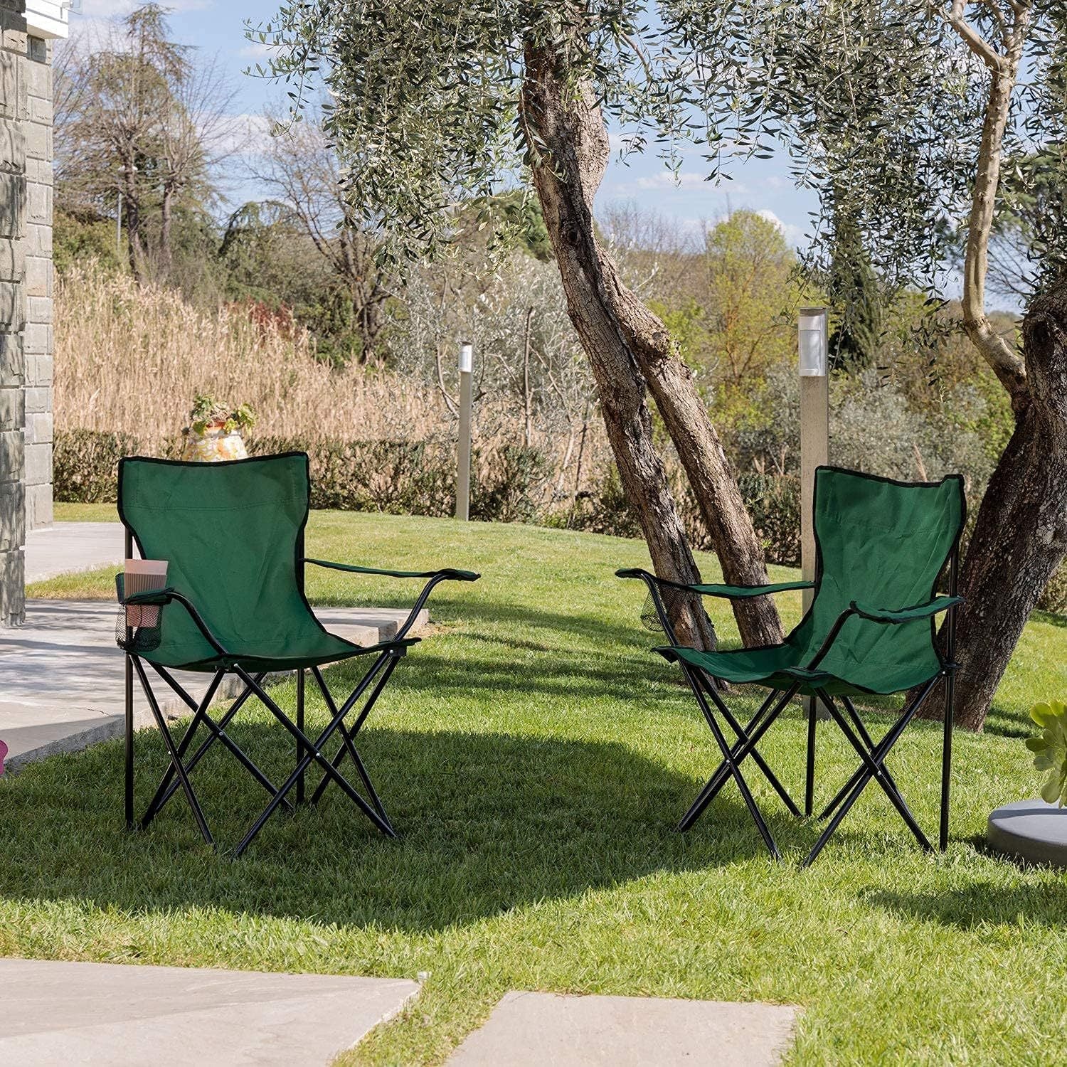 Chaise de camping pliable Baroni Home pour jardin d'extérieur, chaise de camping pliable portable, chaise de camping et de pêche avec porte-gobelet, 20X20X31 pouces (50X50X80 cm)