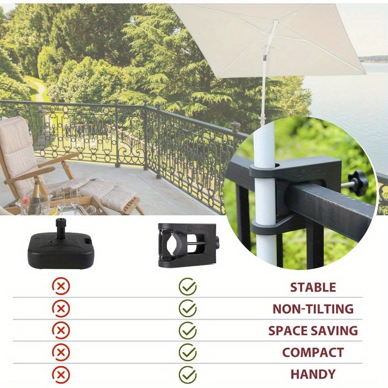 Porte-parapluie pour rampe de balcon | Support de balcon pour parasols, Noir