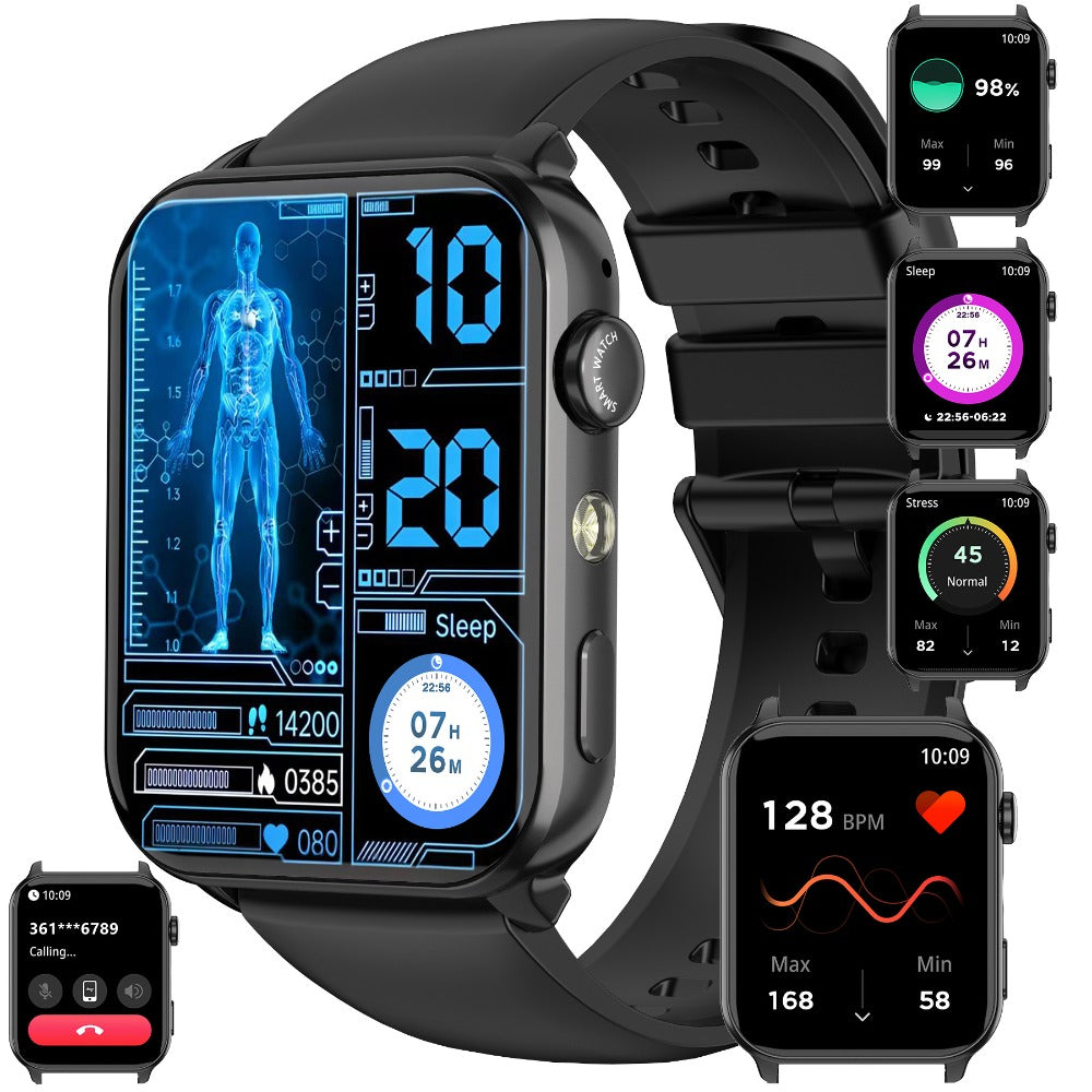 Montres de mode intelligentes pour hommes et femmes, montres de fitness de 4,85 cm pour femmes, appel sans fil, montre de suivi de la condition physique avec compteur d'activité/moniteur de sommeil/ modes sportifs, assistant vocal IA, rappels intelligents