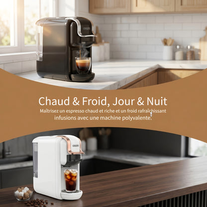 Cadeau Fête des Pères, Machine à café à capsules CAFELFFE MK-603, Machine à espresso 20 bar, Préparation à chaud et à froid, Compatible avec les capsules NS/DG/ESE et le café moulu, Réservoir d'eau amovible de 0,6L, Arrêt automatique, Idéal pour la cuisin