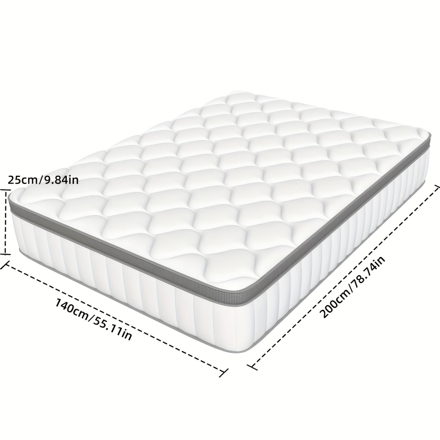 Matelas Carroltt 90x200/90x190, Hauteur 25cm/22cm, Matelas Ergonomique 7 zones, Matelas Premium à Ressorts à Sacs, Matelas à Ressorts avec Drap Housse, Niveau de Fermeté H3, Matelas pour Adultes, Cadeau Parfait