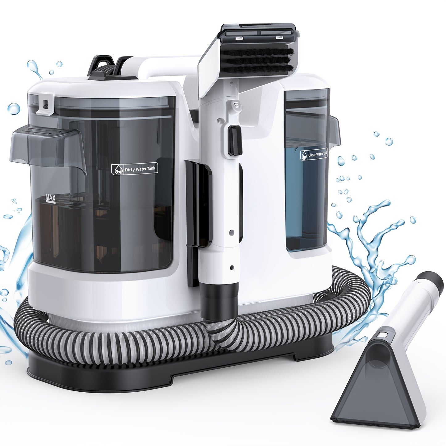 Lubluelu Machine de Nettoyage de Points à Aspiration Puissante 16000Pa, Aspirateur Vertical Portatif avec Outils Multifonctions, Conception à Double Réservoir d'Eau, Conception Peu Encombrante, Nettoyage en 3 Étapes, pour Tapis, Animaux Domestiques, Siège