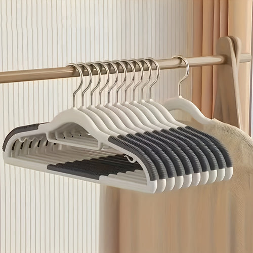 50 pièces Cintres en Plastique Antidérapants Robustes, Design Économiseur d'Espace Sans Marques avec Encoches pour Épaules, Finition Gris-Blanc Multicolore, Durables et Solides pour Organisation de Garde-Robe, Rangement de Vêtements, Design Épaules Encoch