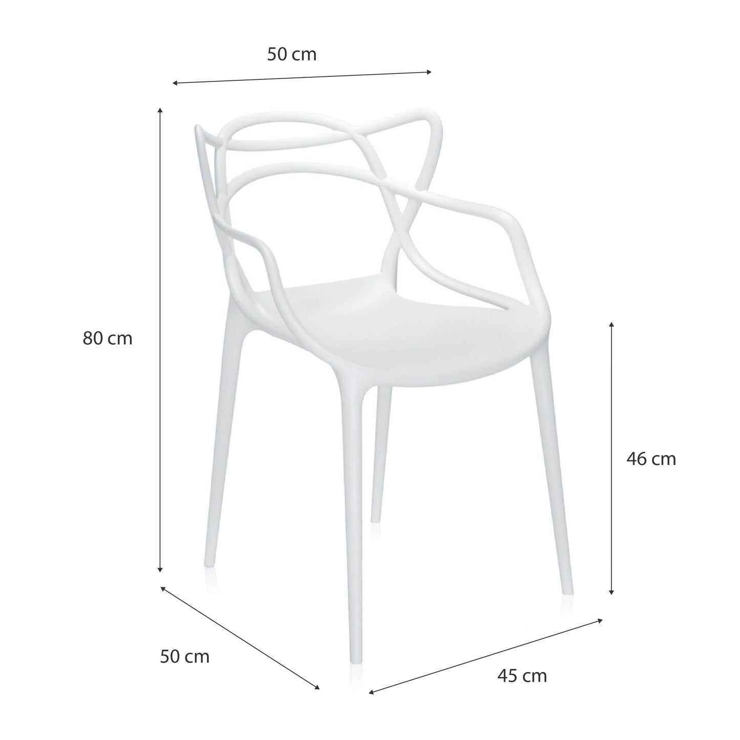 Baroni Home Lot de 4 chaises en plastique blanc – Empilables, prêtes à l'emploi sans assemblage requis, faciles à nettoyer, avec pieds antidérapants pour une stabilité accrue – Idéales pour cuisine, salon, salle à manger, jardin, terrasse ou balcon – Assi