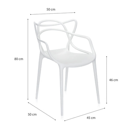 Baroni Home Lot de 4 chaises en plastique blanc – Empilables, prêtes à l'emploi sans assemblage requis, faciles à nettoyer, avec pieds antidérapants pour une stabilité accrue – Idéales pour cuisine, salon, salle à manger, jardin, terrasse ou balcon – Assi