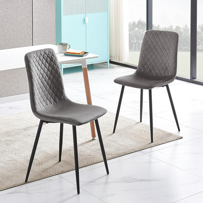 Ensemble de 4 chaises de salle à manger MCC Direct en velours, pieds en métal, chaises Lexi, chaises de conception