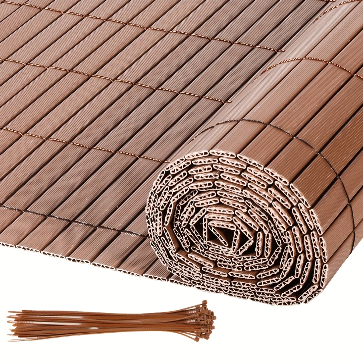 Clôture d'Écran de Confidentialité en PVC Durable - Protection Contre le Vent et le Soleil, Renforcée avec des Attaches de Câble, Disponible en Gris/Vert/Marron/Bambou - Tailles Multiples pour Jardin et Balcon